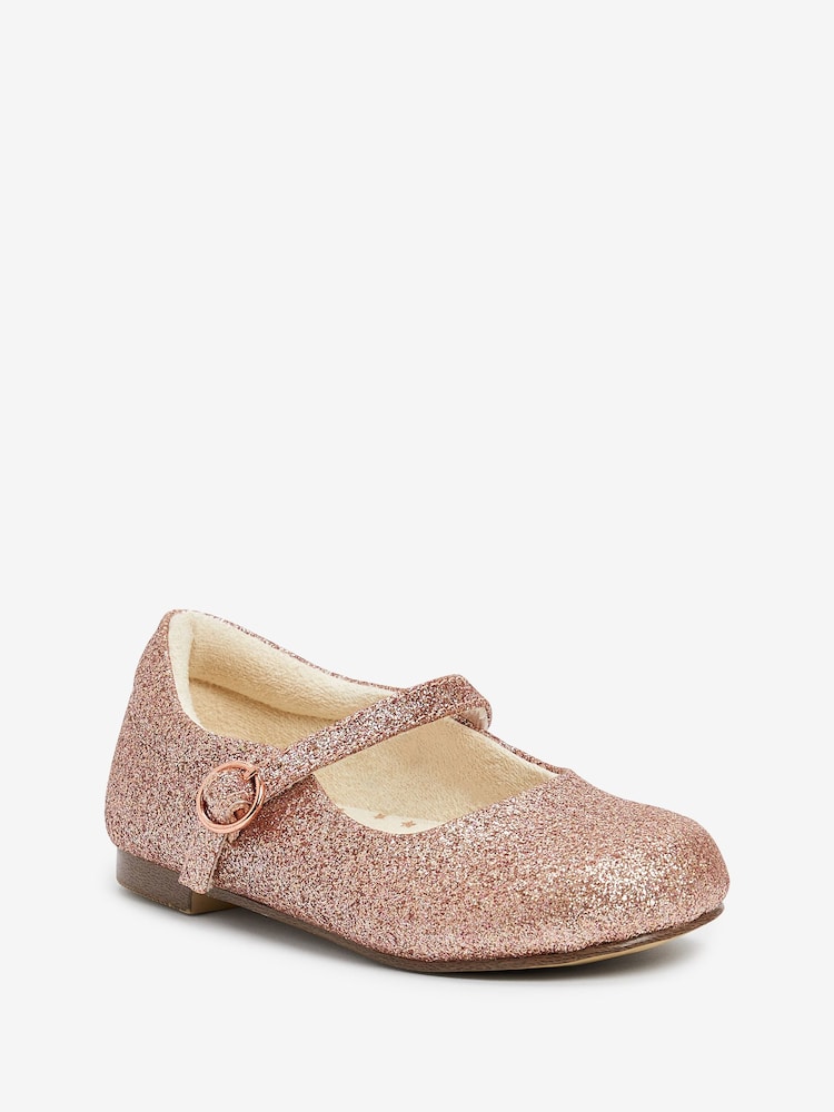 Pale Pink Glitter Standard Fit (F) Mary Jane Occasion Shoes - Image 2 of 4