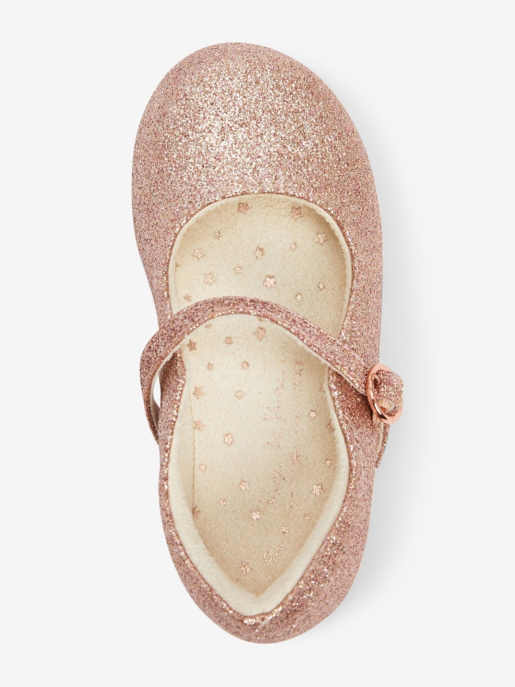 Pale Pink Glitter Standard Fit (F) Mary Jane Occasion Shoes - Image 3 of 4