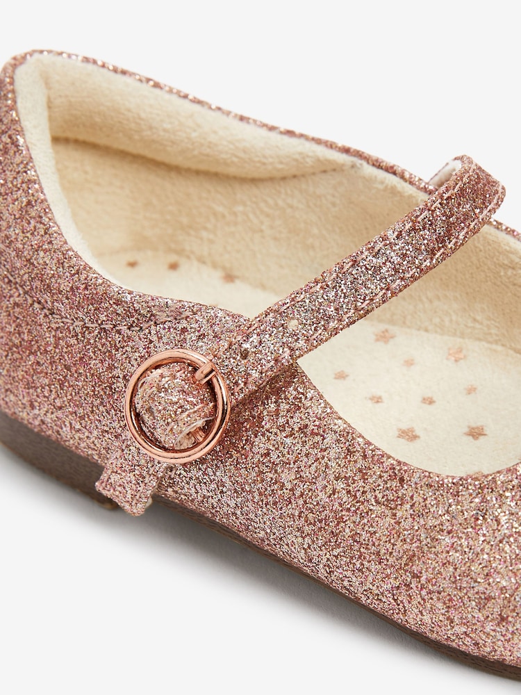 Pale Pink Glitter Standard Fit (F) Mary Jane Occasion Shoes - Image 4 of 4