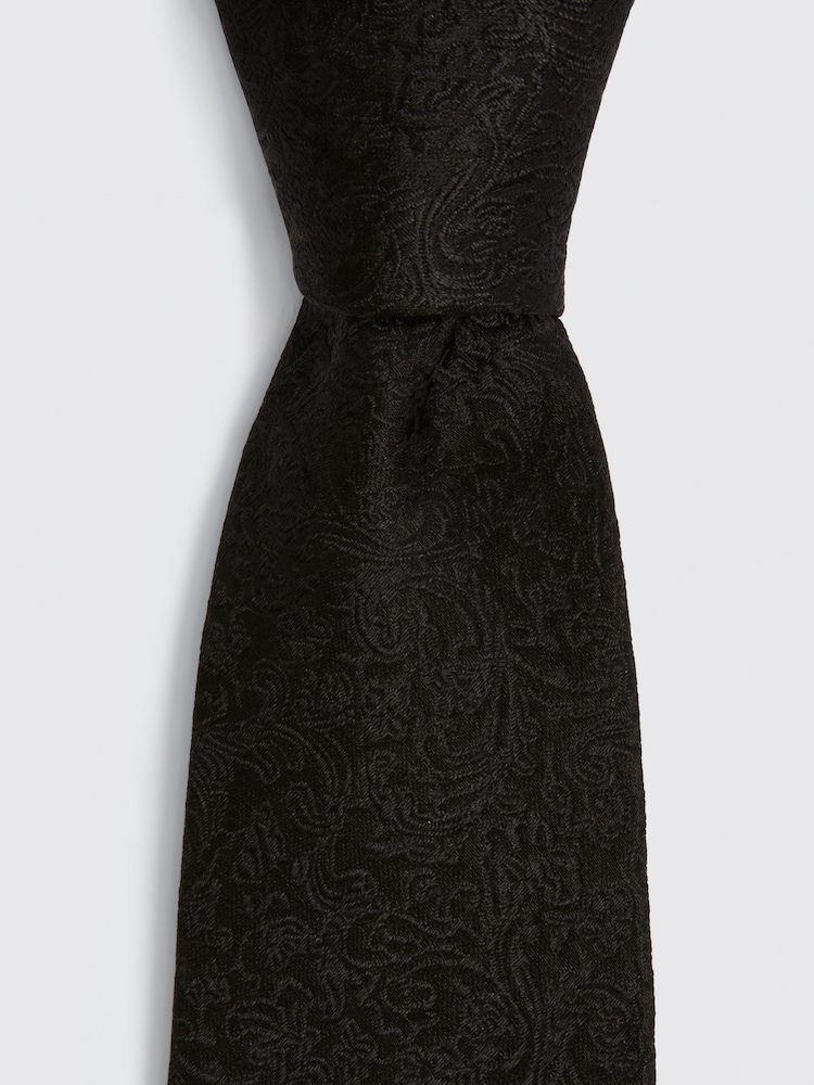 MOSS Black Floral Swirl Tie - Image 1 of 3 MOSS Black Floral Swirl Tie - Image 1 of 3