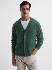 Reiss Pine Green Chile Merino Blend Cardigan - Image 1 of 7