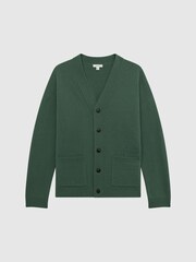 Reiss Pine Green Chile Merino Blend Cardigan - Image 2 of 7