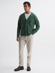 Reiss Pine Green Chile Merino Blend Cardigan - Image 3 of 7