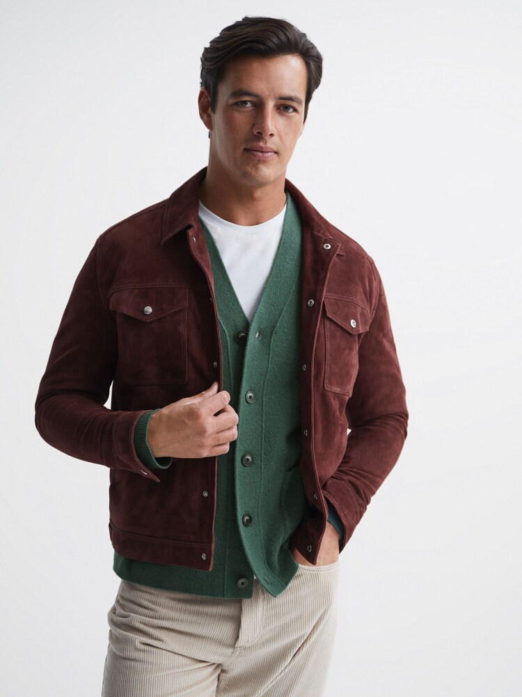 Reiss Pine Green Chile Merino Blend Cardigan - Image 7 of 7