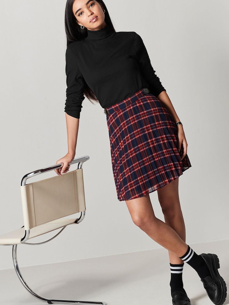 Red Mini Chiffon Skirt - Image 1 of 6