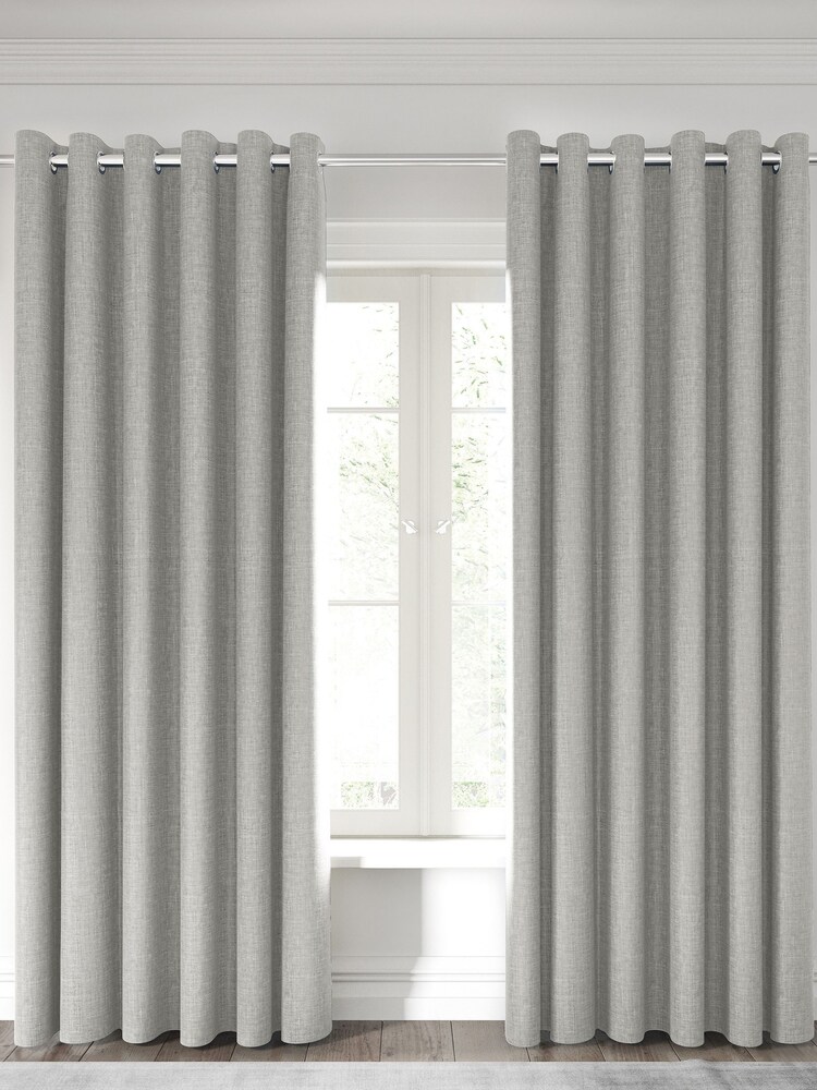 Nalu Nicole Scherzinger Silver Kalo Textured Fully Lined Eyelet Curtains - Image 1 of 4