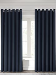 Nalu Nicole Scherzinger Blue Kalo Textured Fully Lined Eyelet Curtains - Image 1 of 4
