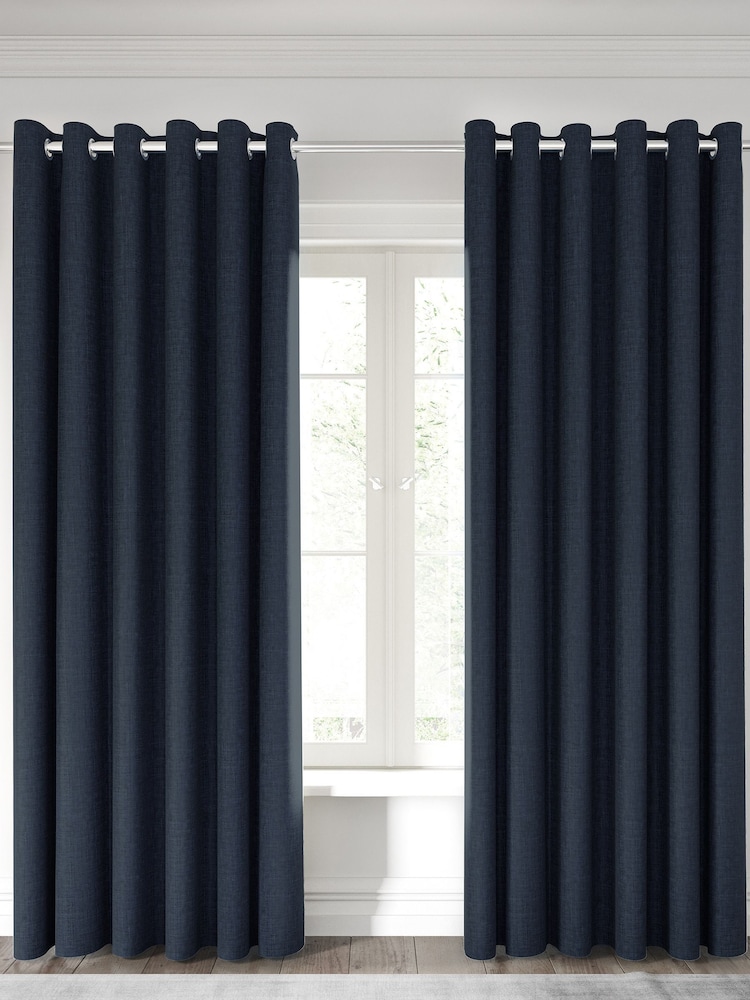 Nalu Nicole Scherzinger Blue Kalo Textured Fully Lined Eyelet Curtains - Image 1 of 4