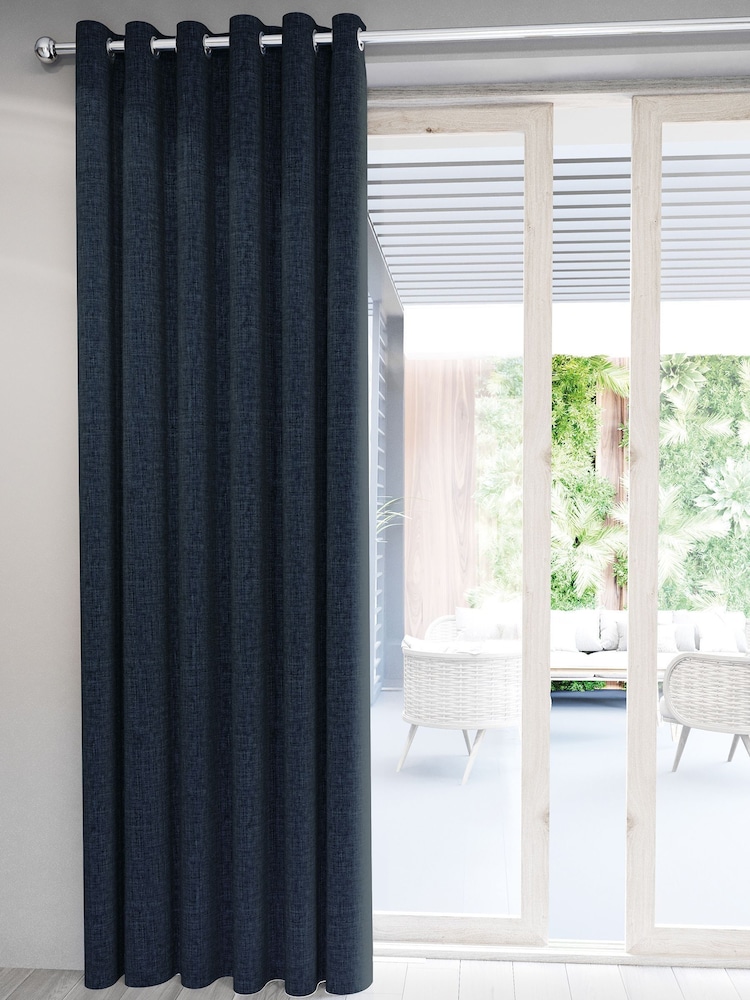 Nalu Nicole Scherzinger Blue Kalo Textured Fully Lined Eyelet Curtains - Image 2 of 4