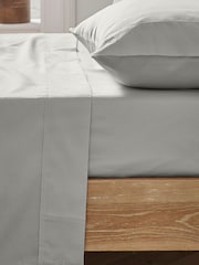 Ted Baker Silver Silky Smooth Plain Dye 250 Thread Count 100% Cotton Flat Sheet - Image 1 of 4