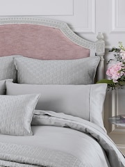 Ted Baker Silver Silky Smooth Plain Dye 250 Thread Count 100% Cotton Flat Sheet - Image 2 of 4