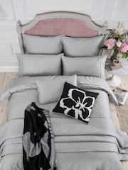 Ted Baker Silver Silky Smooth Plain Dye 250 Thread Count 100% Cotton Flat Sheet - Image 4 of 4