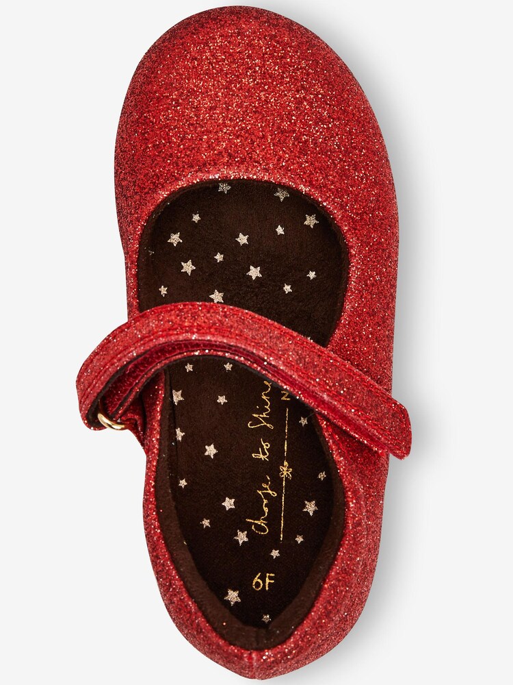 Red Glitter Standard Fit (F) Mary Jane Occasion Shoes - Image 3 of 4