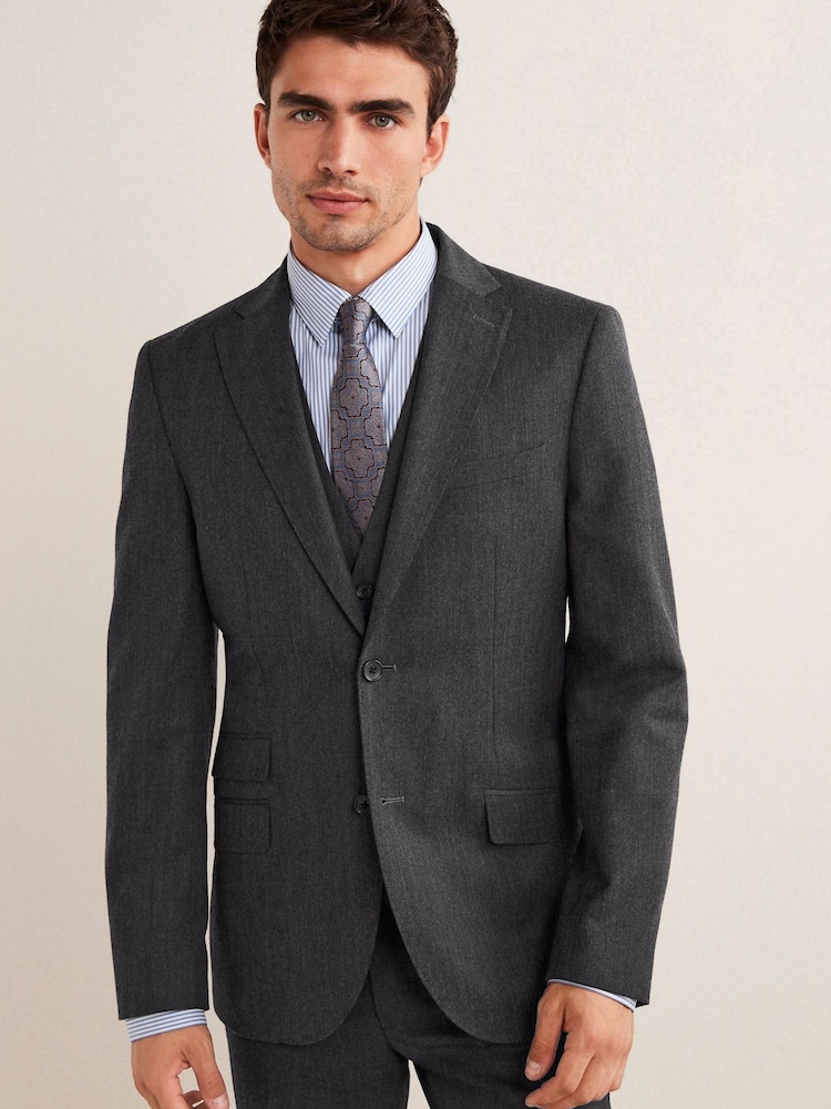 Charcoal Grey Slim Fit Wool Blend Suit: Jacket - Image 1 of 12