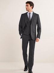 Charcoal Grey Slim Fit Wool Blend Suit: Jacket - Image 3 of 12