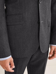Charcoal Grey Slim Fit Wool Blend Suit: Jacket - Image 6 of 12