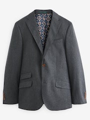 Charcoal Grey Slim Fit Wool Blend Suit: Jacket - Image 7 of 12