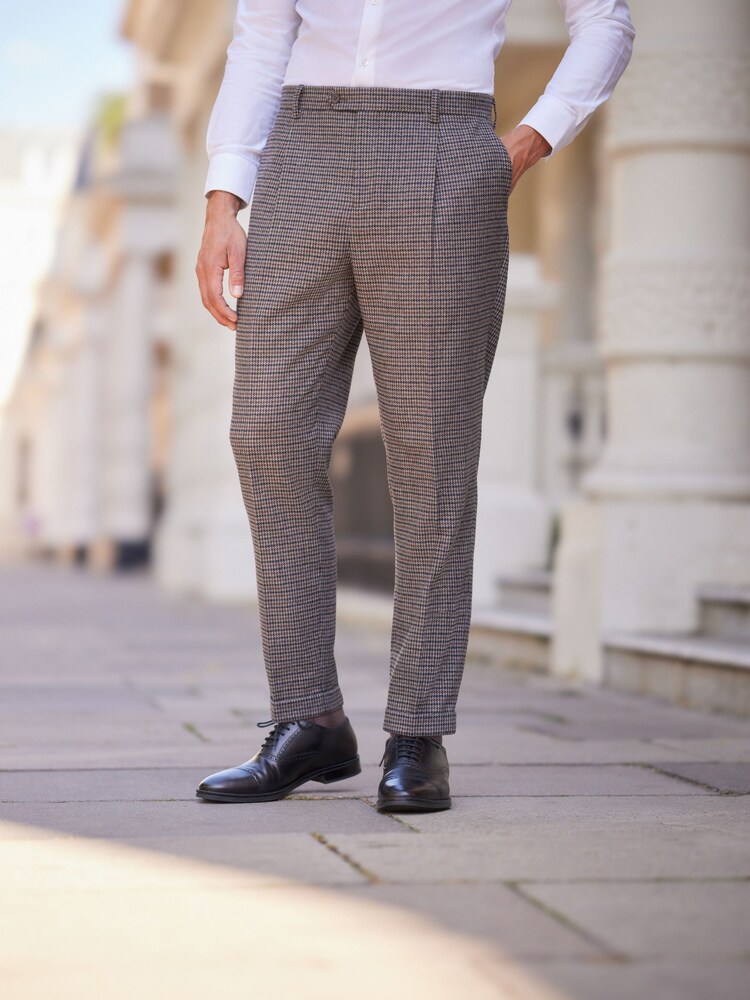 Brown Relaxed Fit Puppytooth Suit: Trousers - Image 1 of 1