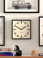 Jones Clocks Black Black Box Marker Dial Wall Clock - Image 1 of 4