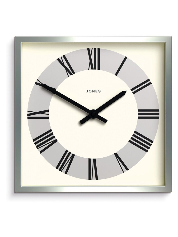 Jones Clocks Silver Chrome Box Roman Dial Wall Clock - Image 4 of 4