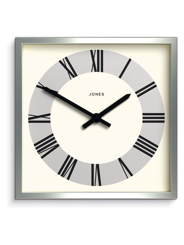Jones Clocks Silver Chrome Box Roman Dial Wall Clock - Image 4 of 4 Jones Clocks Silver Chrome Box Roman Dial Wall Clock - Image 4 of 4