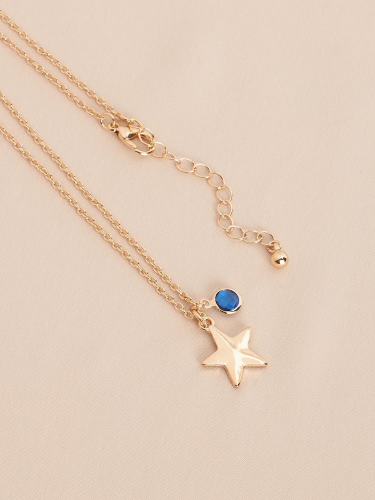 Gold Tone Birthstone Necklace September - Image 2 of 2
