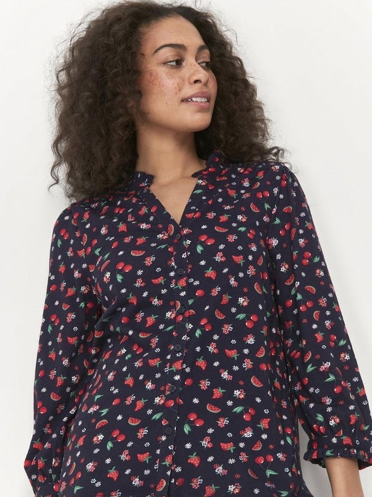 Khost Clothing Fruity geblümte Bluse, blau - Bild 1 von 4