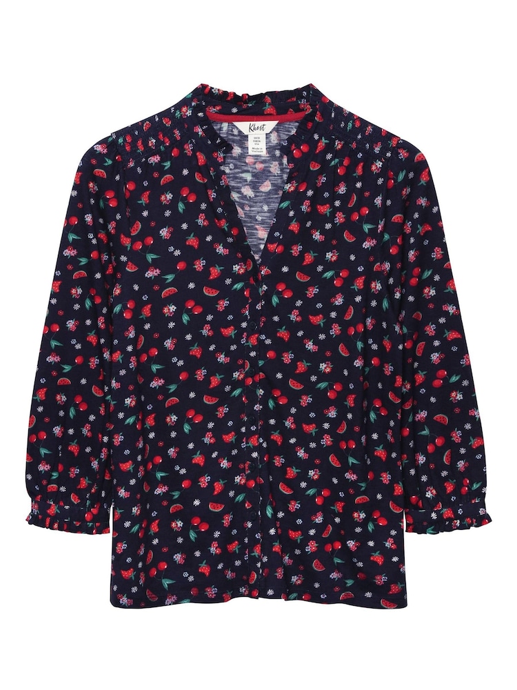 Khost Clothing Fruity geblümte Bluse, blau - Bild 4 von 4