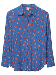Синяя рубашка с длинным рукавом и принтом губ Khost Clothing - Image 4 of 4