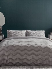 Silentnight Grey Faux Fur Duvet Cover and Pillowcase Set - Image 1 of 9