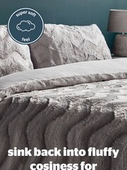 Silentnight Grey Faux Fur Duvet Cover and Pillowcase Set - Image 2 of 9