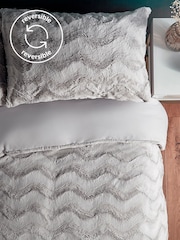 Silentnight Grey Faux Fur Duvet Cover and Pillowcase Set - Image 5 of 9