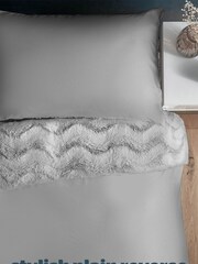 Silentnight Grey Faux Fur Duvet Cover and Pillowcase Set - Image 8 of 9