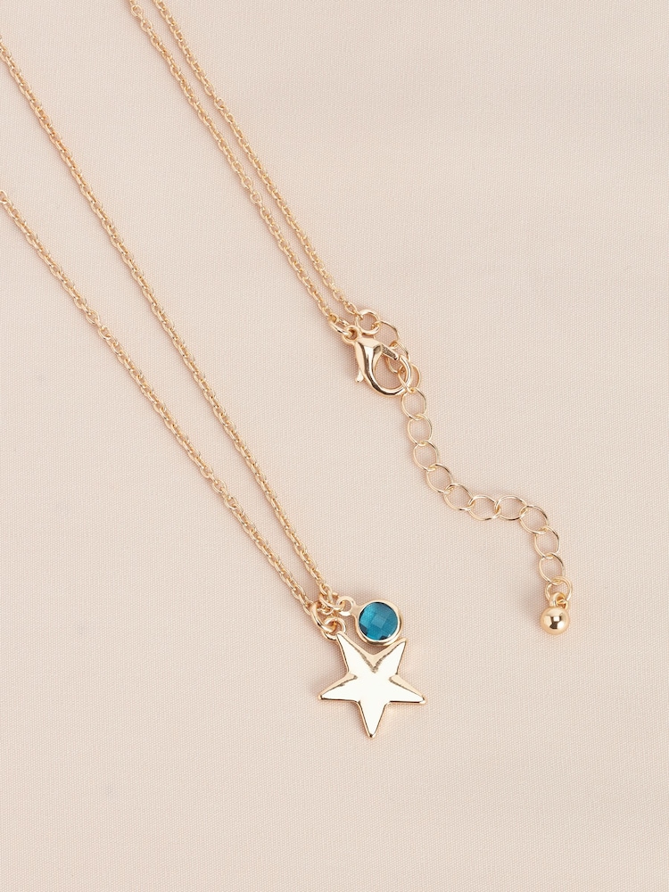 Gold Tone Birthstone Necklace December - Image 1 of 3