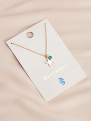 Gold Tone Birthstone Necklace December - Image 2 of 3
