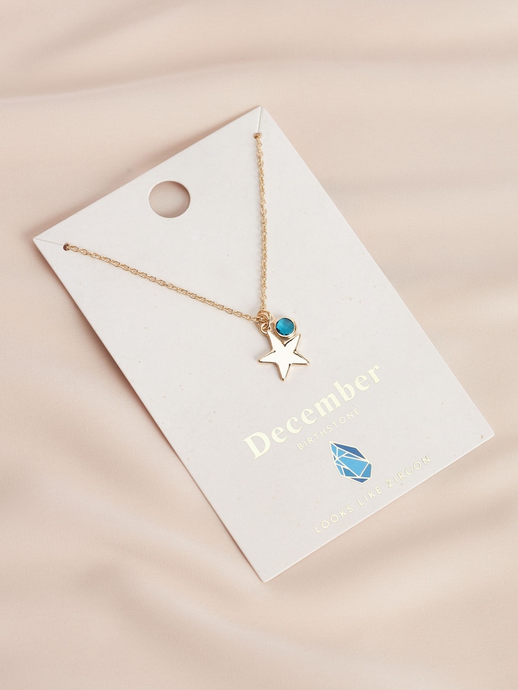Gold Tone Birthstone Necklace December - Image 2 of 3