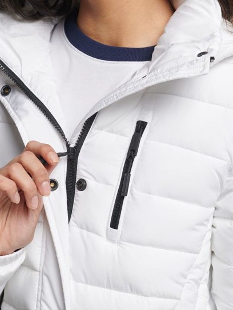 Superdry White Super Longline Fuji Coat - Image 4 of 6