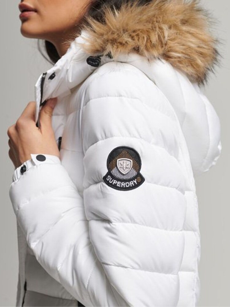 Superdry White Super Longline Fuji Coat - Image 5 of 6