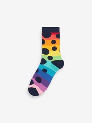 Rainbow Stripe/Spot Patterns Ankle Socks 5 Pack - Image 4 of 6