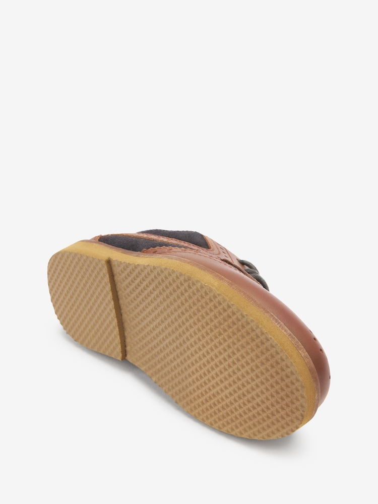 Tan Brown/Navy Blue Standard Fit (F) Leather Brogue Shoes - Image 8 of 8 Tan Brown/Navy Blue Standard Fit (F) Leather Brogue Shoes - Image 8 of 8