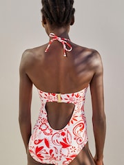 Rot / Weiß - Bandeau-Badeanzug mit U-Detail - Bild 3 von 5