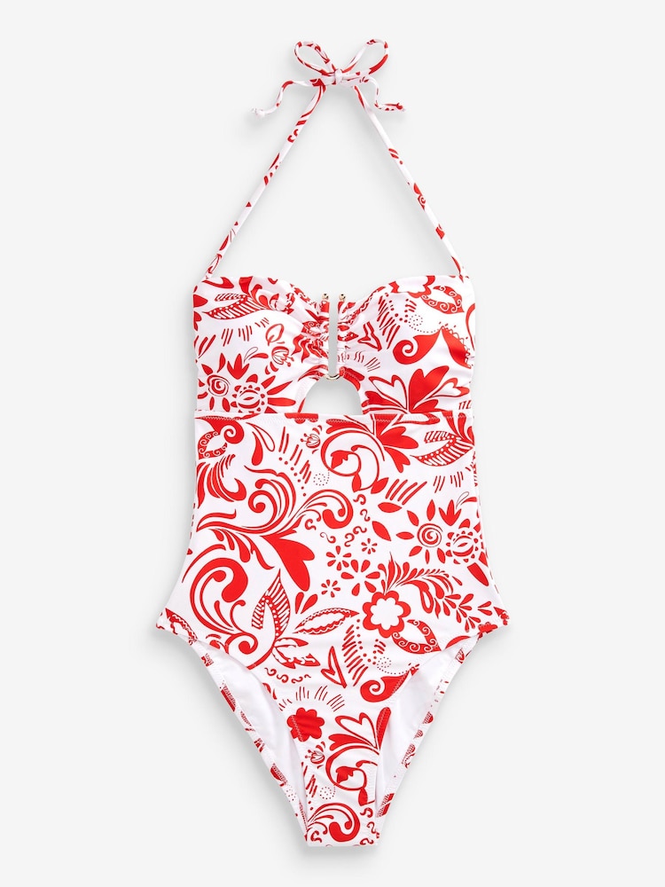Rot / Weiß - Bandeau-Badeanzug mit U-Detail - Bild 5 von 5