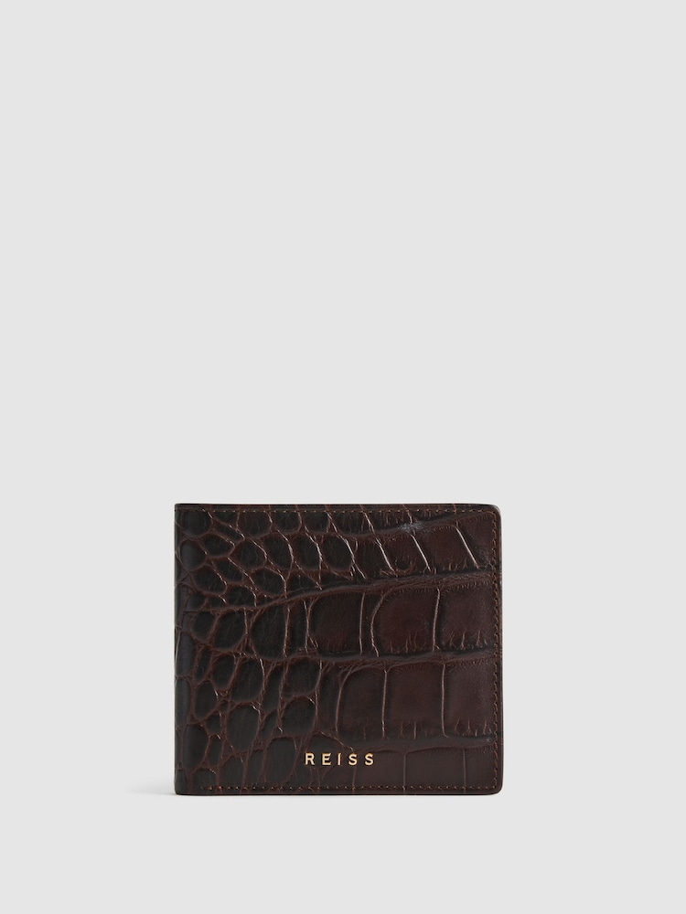 Reiss Chocolate Cabot Leather Wallet - Image 1 of 5