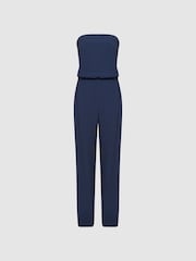Reiss Navy Janine Bandeau Wide Leg Jumpsuit - Image 2 of 5