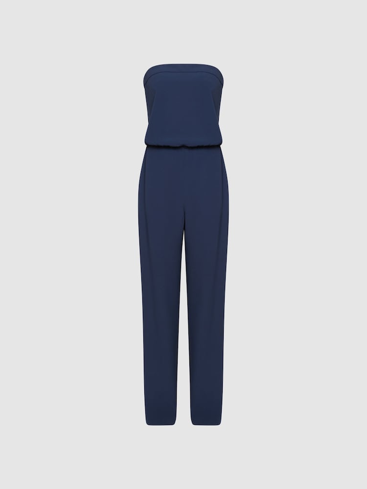 Reiss Navy Janine Bandeau Wide Leg Jumpsuit - Image 2 of 5