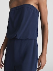 Reiss Navy Janine Bandeau Wide Leg Jumpsuit - Image 4 of 5