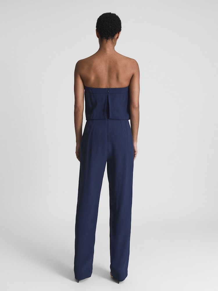 Reiss Navy Janine Bandeau Wide Leg Jumpsuit - Image 5 of 5