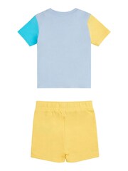 Franklin & Marshall Blue 100% Cotton Sleeve Stripe T-Shirt And LB Shorts Set - Image 2 of 2