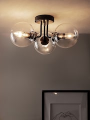 Black Jackson 3 Light Flush Ceiling Light - Image 1 of 8