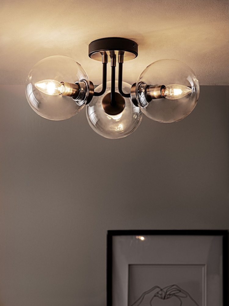 Black Jackson 3 Light Flush Ceiling Light - Image 1 of 8